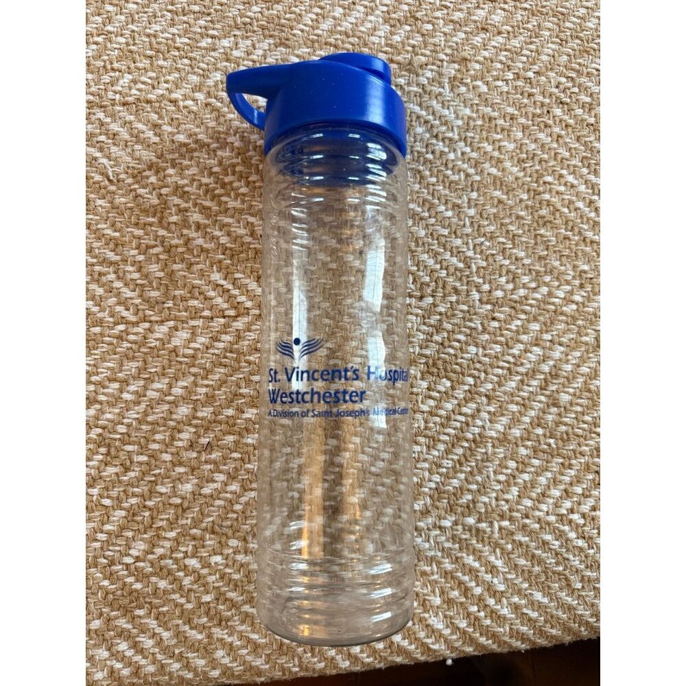 St. Vincent Westchester hospital clear plastic water bottle.